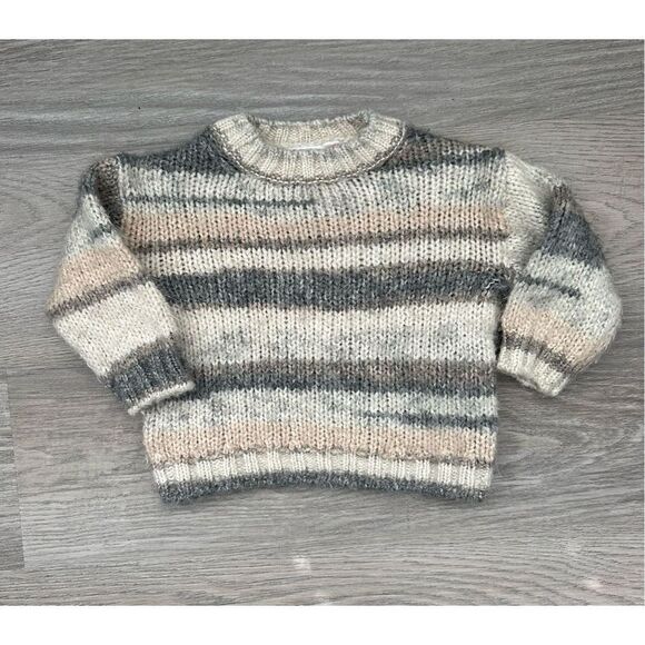 ZARA 9-12 Months Baby Neutral Stripe Sweater - Picture 1 of 4